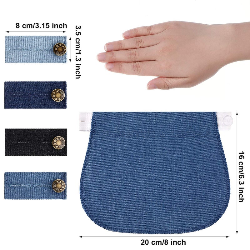 WILLBOND 8 Pcs Maternity Pants Extender Bulk Adjustable Pregnancy Jeans Extender Button Elastic Bands for Belly Women Men(Assorted Colors) - Image 2
